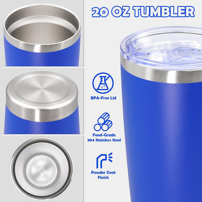 20oz Tumbler Stainless Steel Tumbler Coffee Tumbler with Lid Navy, 1P | Vacuum Insulated Double Wall Travel Mug, Durable Powder Coated Coffee Mug, For Hot & Cold Drinks