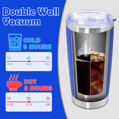 20oz Tumbler Stainless Steel Tumbler Coffee Tumbler with Lid Navy, 1P | Vacuum Insulated Double Wall Travel Mug, Durable Powder Coated Coffee Mug, For Hot & Cold Drinks