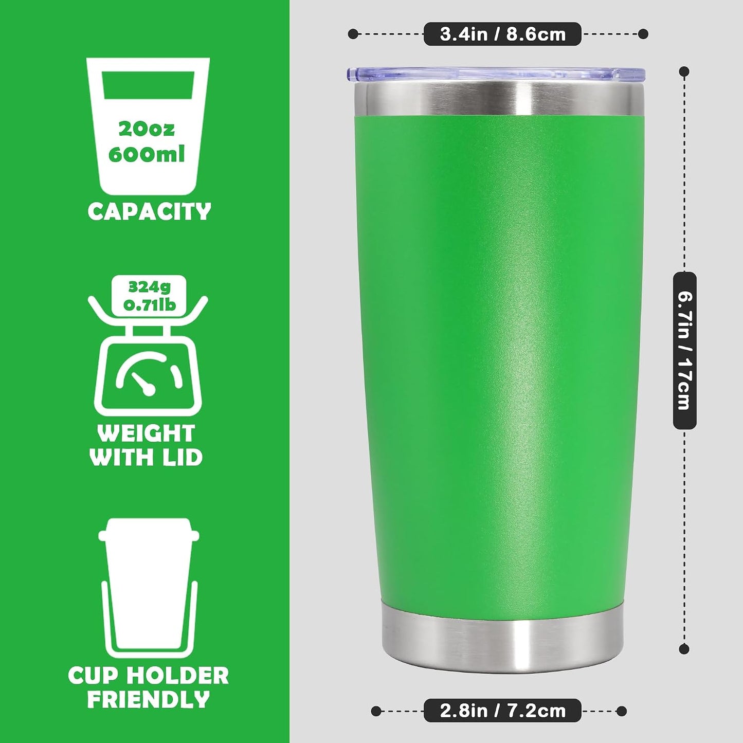 20oz Tumbler Stainless Steel Tumbler Coffee Tumbler with Lid Navy, 1P | Vacuum Insulated Double Wall Travel Mug, Durable Powder Coated Coffee Mug, For Hot & Cold Drinks