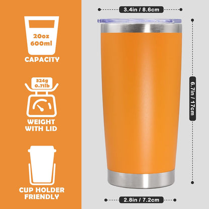 20oz Tumbler Stainless Steel Tumbler Coffee Tumbler with Lid Navy, 1P | Vacuum Insulated Double Wall Travel Mug, Durable Powder Coated Coffee Mug, For Hot & Cold Drinks