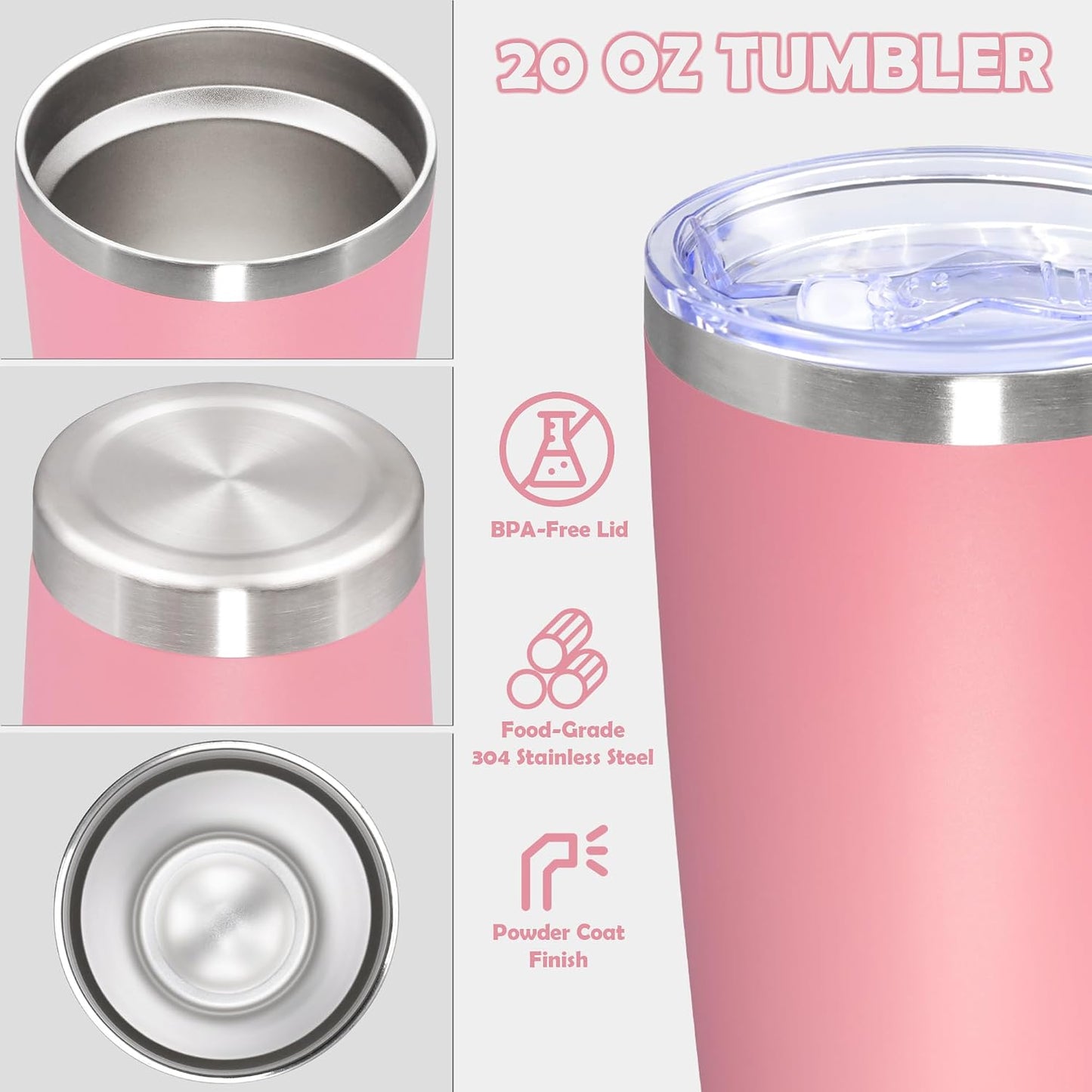 20oz Tumbler Stainless Steel Tumbler Coffee Tumbler with Lid Navy, 1P | Vacuum Insulated Double Wall Travel Mug, Durable Powder Coated Coffee Mug, For Hot & Cold Drinks