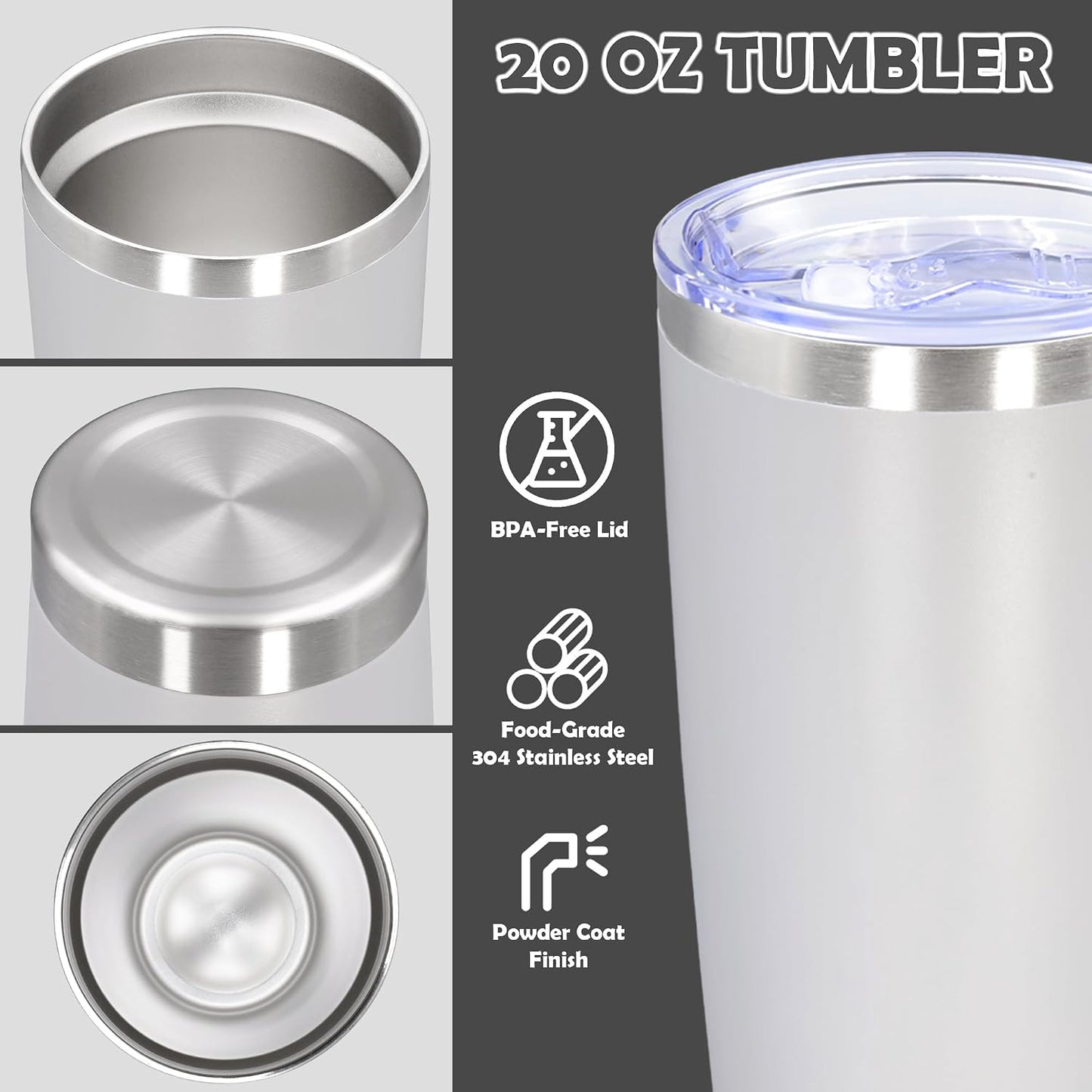 20oz Tumbler Stainless Steel Tumbler Coffee Tumbler with Lid Navy, 1P | Vacuum Insulated Double Wall Travel Mug, Durable Powder Coated Coffee Mug, For Hot & Cold Drinks