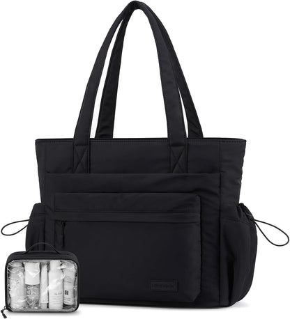 Tote Bag for Women, 15.6" Laptop Work Bag with Cup Holder | 15.6" Padded Laptop Compartment Lightweight Puffer Design Multiple Organized Pockets Work, Travel & Everyday Ready