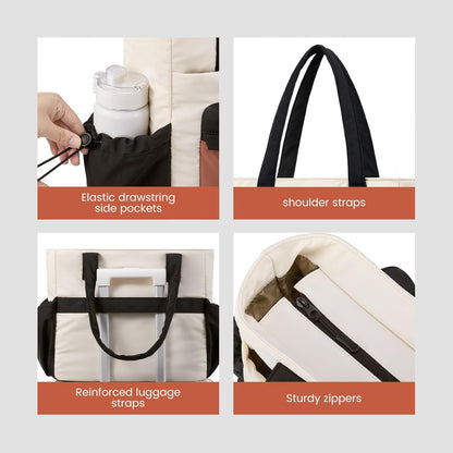 Tote Bag for Women, 15.6" Laptop Work Bag with Cup Holder | 15.6" Padded Laptop Compartment Lightweight Puffer Design Multiple Organized Pockets Work, Travel & Everyday Ready