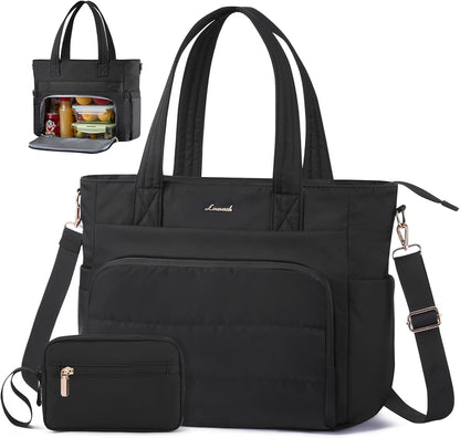 Tote Bag for Women, 15.6" Laptop Work Bag with Cup Holder | 15.6" Padded Laptop Compartment Lightweight Puffer Design Multiple Organized Pockets Work, Travel & Everyday Ready