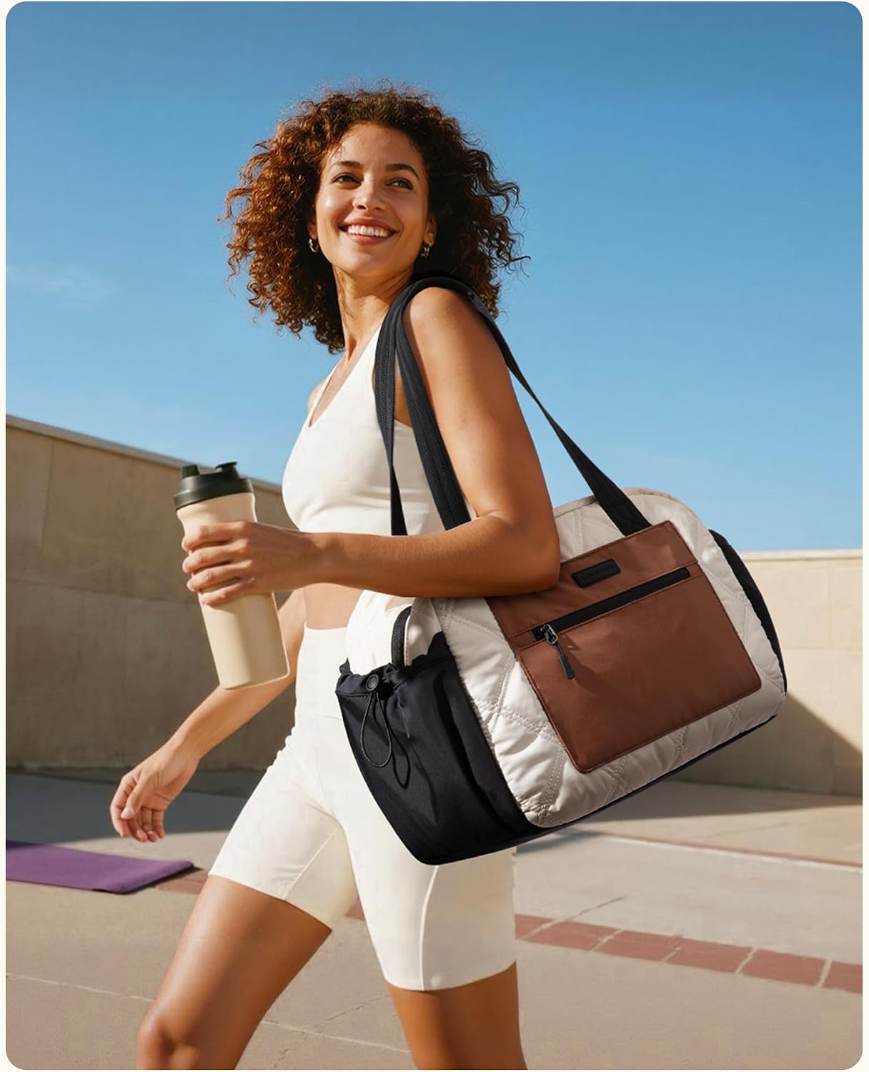 Tote Bag for Women, 15.6" Laptop Work Bag with Cup Holder | 15.6" Padded Laptop Compartment Lightweight Puffer Design Multiple Organized Pockets Work, Travel & Everyday Ready