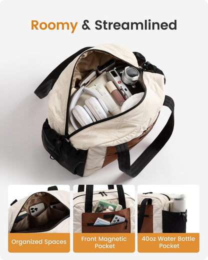 Tote Bag for Women, 15.6" Laptop Work Bag with Cup Holder | 15.6" Padded Laptop Compartment Lightweight Puffer Design Multiple Organized Pockets Work, Travel & Everyday Ready