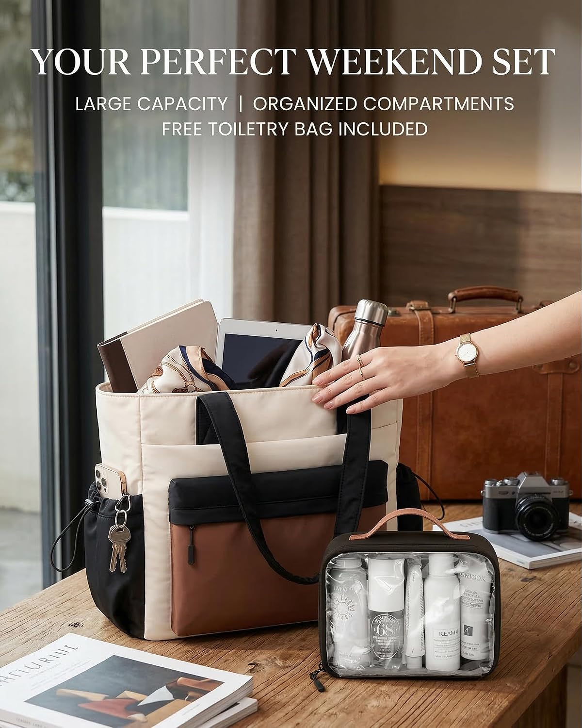Tote Bag for Women, 15.6" Laptop Work Bag with Cup Holder | 15.6" Padded Laptop Compartment Lightweight Puffer Design Multiple Organized Pockets Work, Travel & Everyday Ready