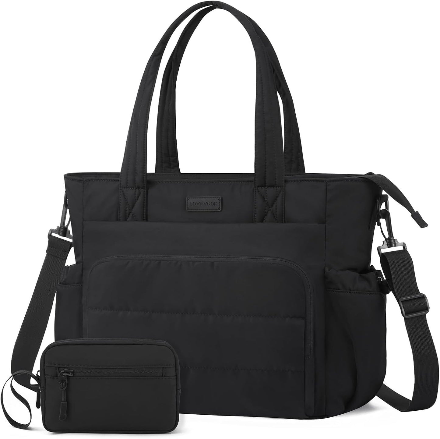 Tote Bag for Women, 15.6" Laptop Work Bag with Cup Holder | 15.6" Padded Laptop Compartment Lightweight Puffer Design Multiple Organized Pockets Work, Travel & Everyday Ready