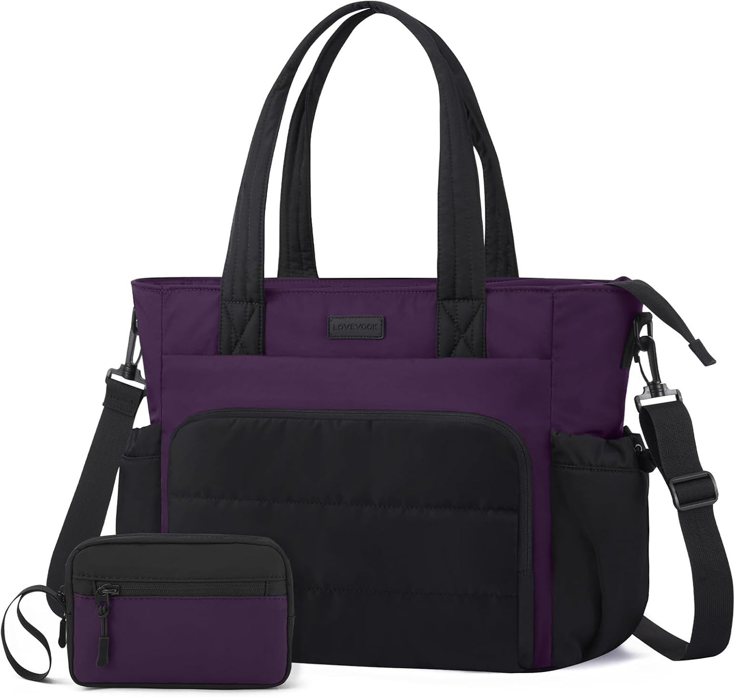 Tote Bag for Women, 15.6" Laptop Work Bag with Cup Holder | 15.6" Padded Laptop Compartment Lightweight Puffer Design Multiple Organized Pockets Work, Travel & Everyday Ready