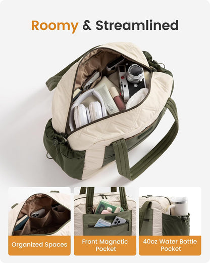 Tote Bag for Women, 15.6" Laptop Work Bag with Cup Holder | 15.6" Padded Laptop Compartment Lightweight Puffer Design Multiple Organized Pockets Work, Travel & Everyday Ready