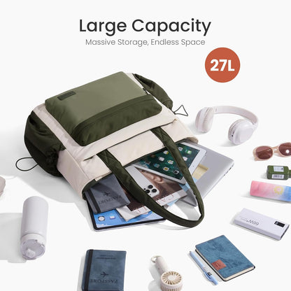 Tote Bag for Women, 15.6" Laptop Work Bag with Cup Holder | 15.6" Padded Laptop Compartment Lightweight Puffer Design Multiple Organized Pockets Work, Travel & Everyday Ready
