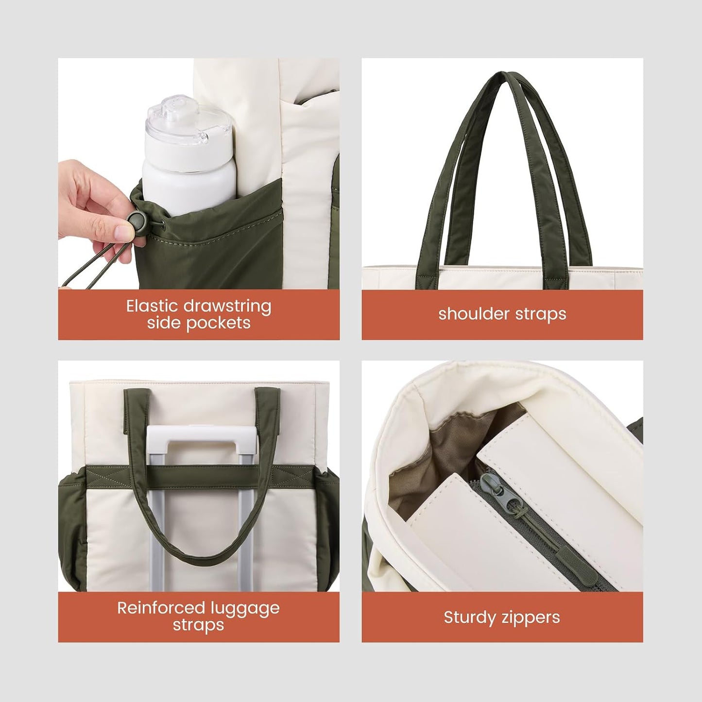 Tote Bag for Women, 15.6" Laptop Work Bag with Cup Holder | 15.6" Padded Laptop Compartment Lightweight Puffer Design Multiple Organized Pockets Work, Travel & Everyday Ready