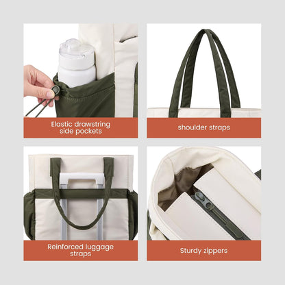 Tote Bag for Women, 15.6" Laptop Work Bag with Cup Holder | 15.6" Padded Laptop Compartment Lightweight Puffer Design Multiple Organized Pockets Work, Travel & Everyday Ready
