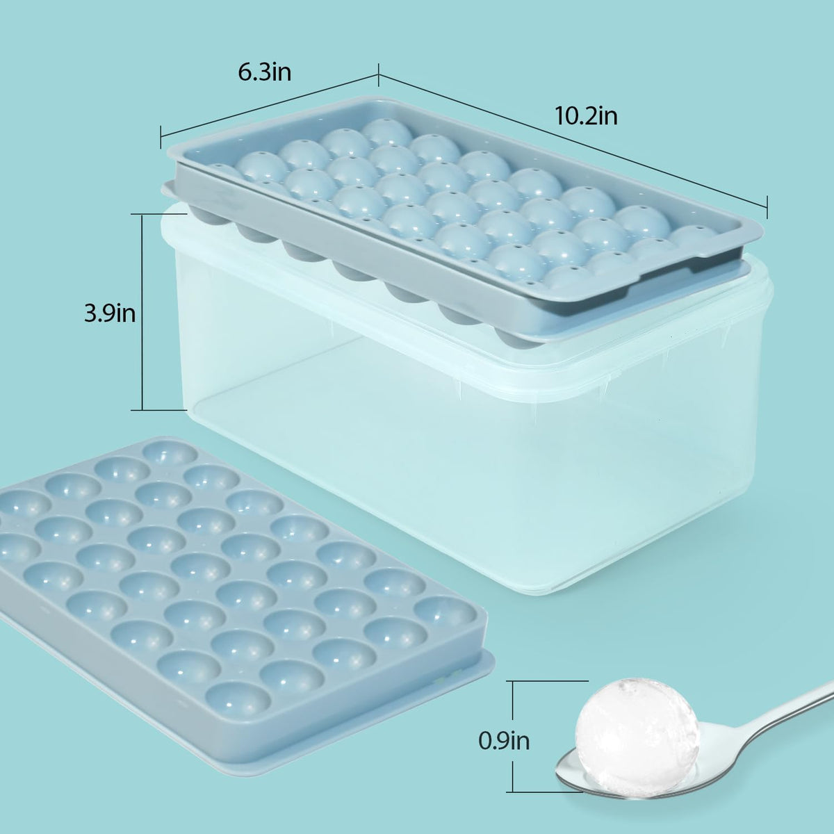 Ice Cube Tray with Lid and Bin – Round Ice Cube Trays for Freezer, BPA-Free Food-Grade Ice Mold, Stackable Ice Ball Maker, Iced Bucket Kits, Circle Ice Tray for Cocktails, Whiskey, Coffee, and Drinks