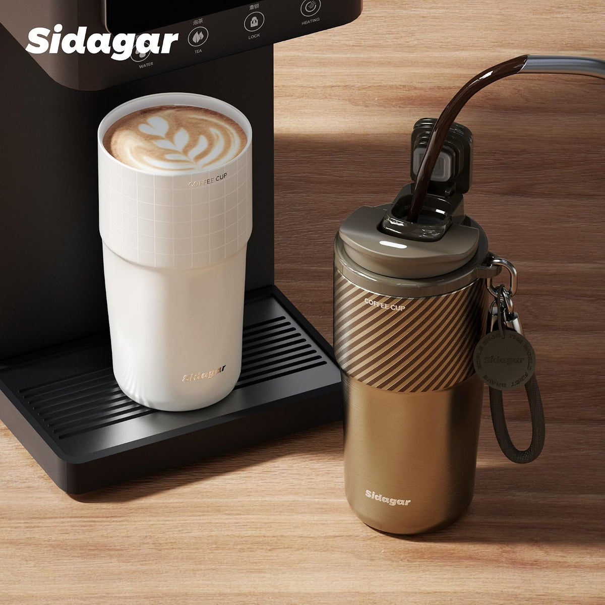 20 oz Insulated Coffee Tumbler, Stainless Steel Travel Coffee Mug with Flip Lid, Leak-Resistant Reusable Coffee Cup for Men, Office, Home & Commute, BPA-Free, White