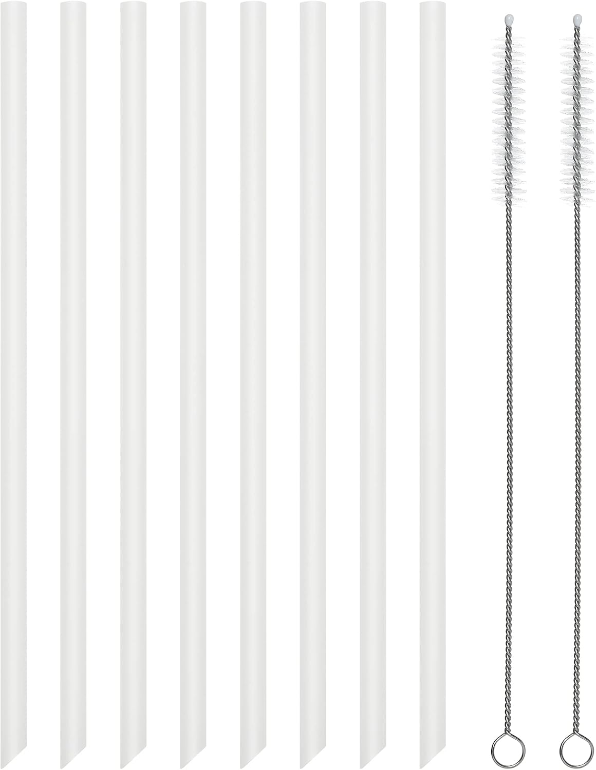 Reusable Clear Silicone Drinking Straws, 8 Pcs, 9.25 Inch Long