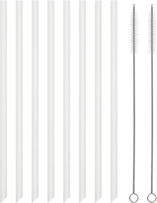 Reusable Clear Silicone Drinking Straws, 8 Pcs, 9.25 Inch Long