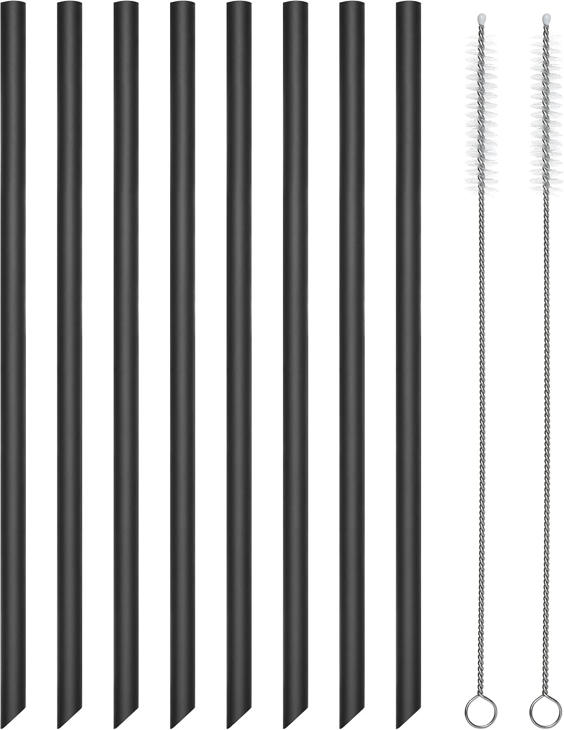 Reusable Clear Silicone Drinking Straws, 8 Pcs, 9.25 Inch Long