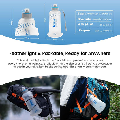 Collapsible Water Filter Bottle with 0.01 Micron Filtration