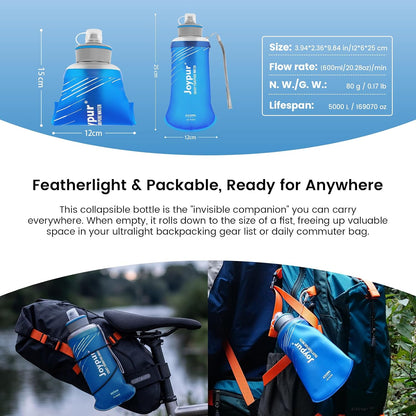 Collapsible Water Filter Bottle with 0.01 Micron Filtration