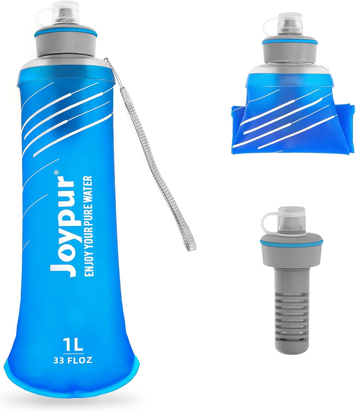 Collapsible Water Filter Bottle with 0.01 Micron Filtration