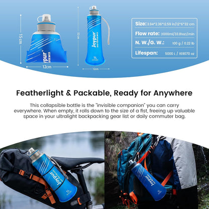 Collapsible Water Filter Bottle with 0.01 Micron Filtration