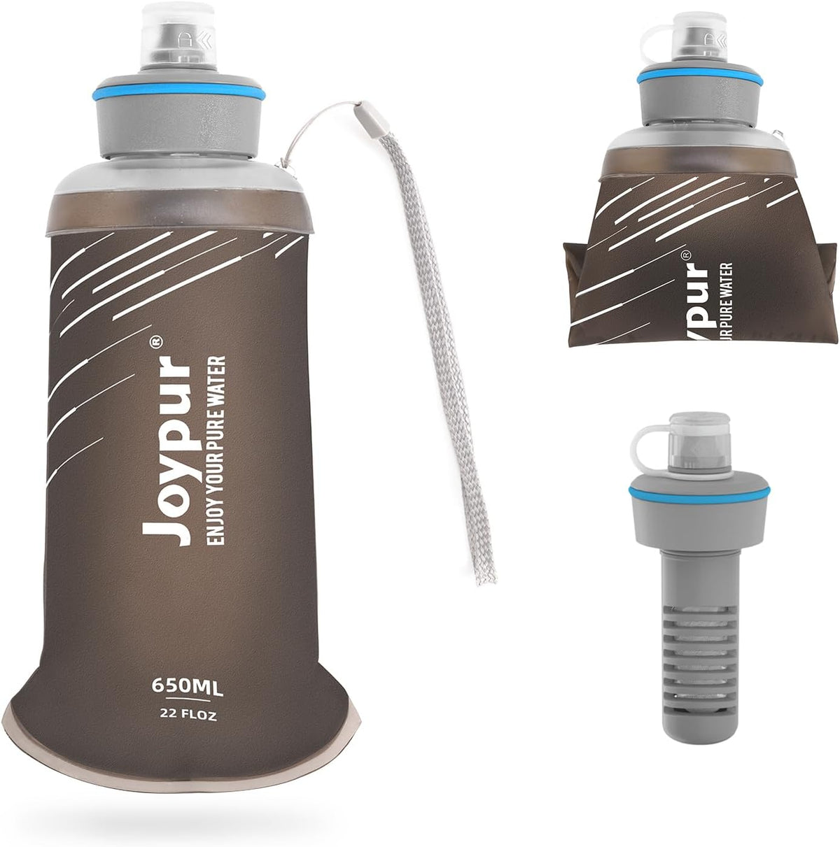 Collapsible Water Filter Bottle with 0.01 Micron Filtration