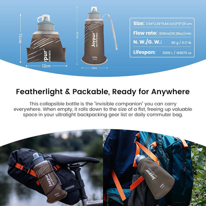 Collapsible Water Filter Bottle with 0.01 Micron Filtration