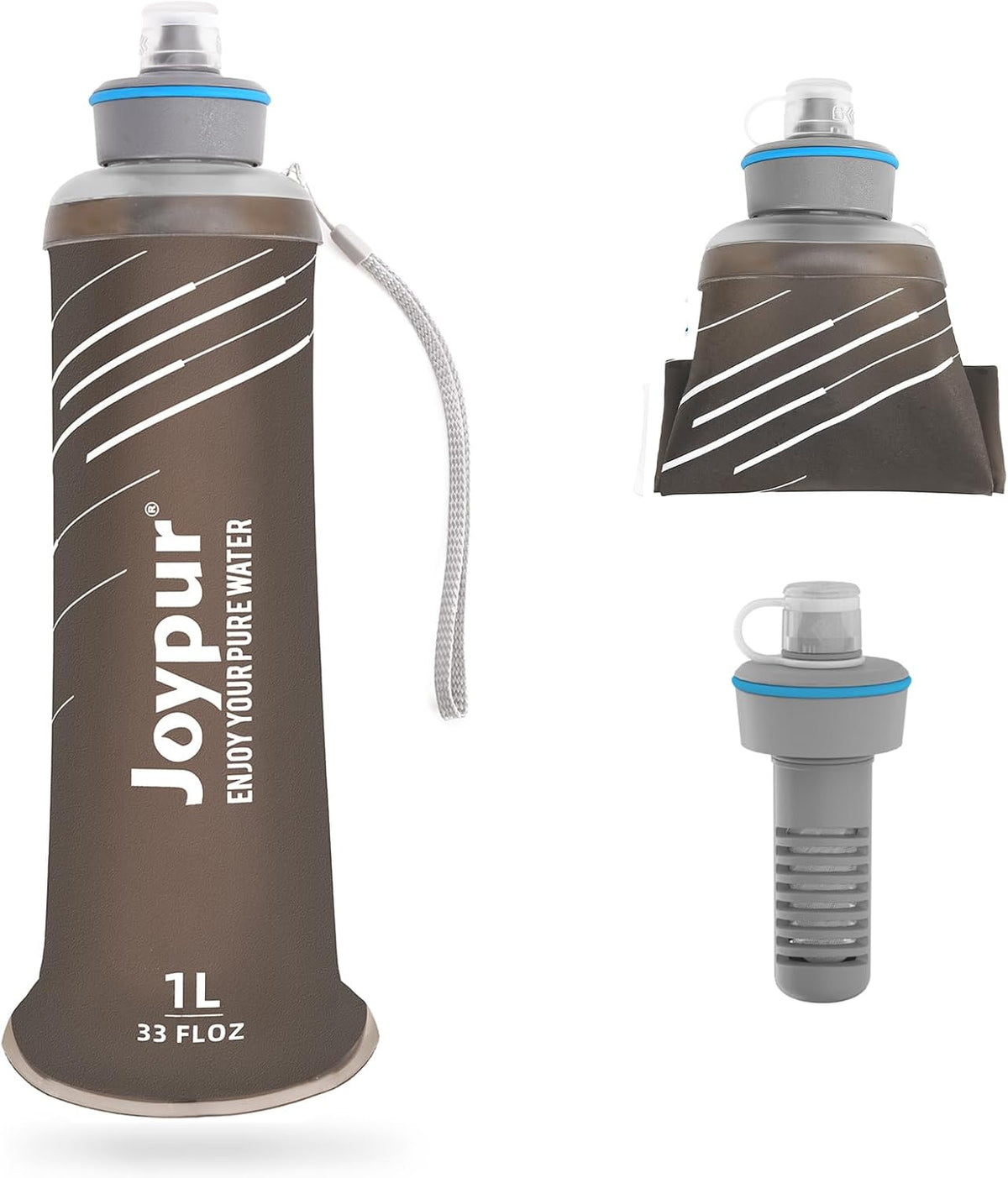 Collapsible Water Filter Bottle with 0.01 Micron Filtration