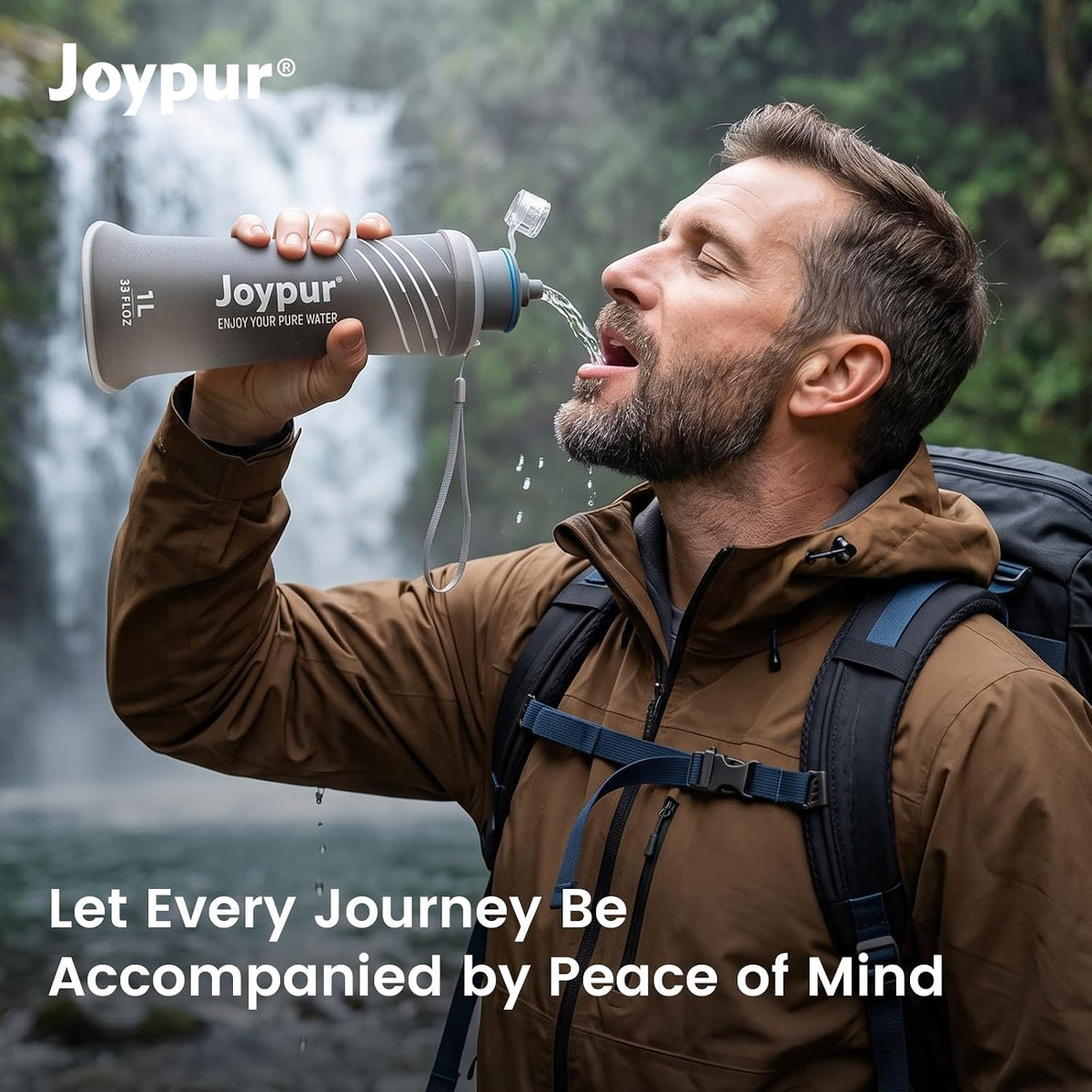 Collapsible Water Filter Bottle with 0.01 Micron Filtration