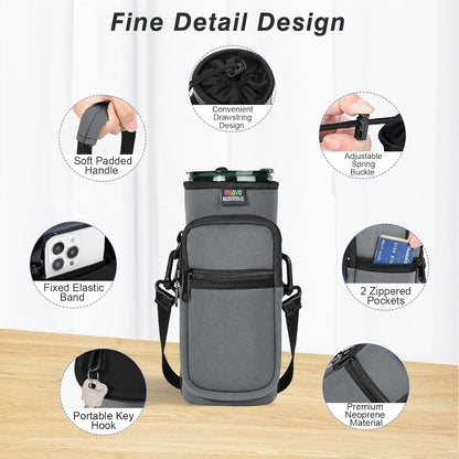 Water Bottle Holder With Strap, 2 Pack, 20-40 oz, Black+Black - Colors A