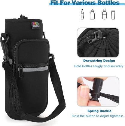 Water Bottle Holder With Strap, 2 Pack, 20-40 oz, Black+Black - Colors A