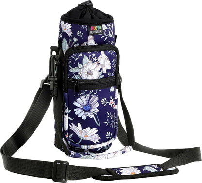 Water Bottle Holder With Strap, 2 Pack, 20-40 oz, Black+Black - Colors A