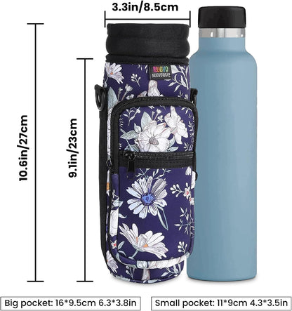 Water Bottle Holder With Strap, 2 Pack, 20-40 oz, Black+Black - Colors A