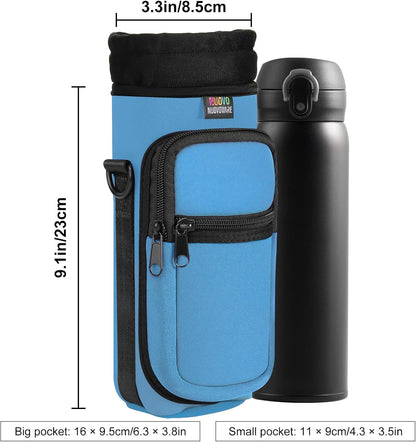 Water Bottle Holder With Strap, 2 Pack, 20-40 oz, Black+Black - Colors A