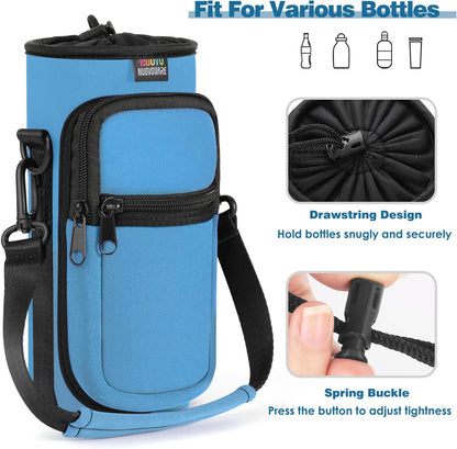 Water Bottle Holder With Strap, 2 Pack, 20-40 oz, Black+Black - Colors A
