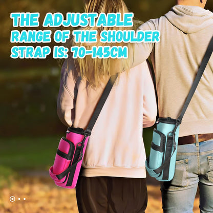 Water Bottle Holder With Strap, 2 Pack, 20-40 oz, Black+Black - Colors A