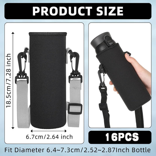 16 Pcs Neoprene Water Bottle Sleeve with Strap Holder