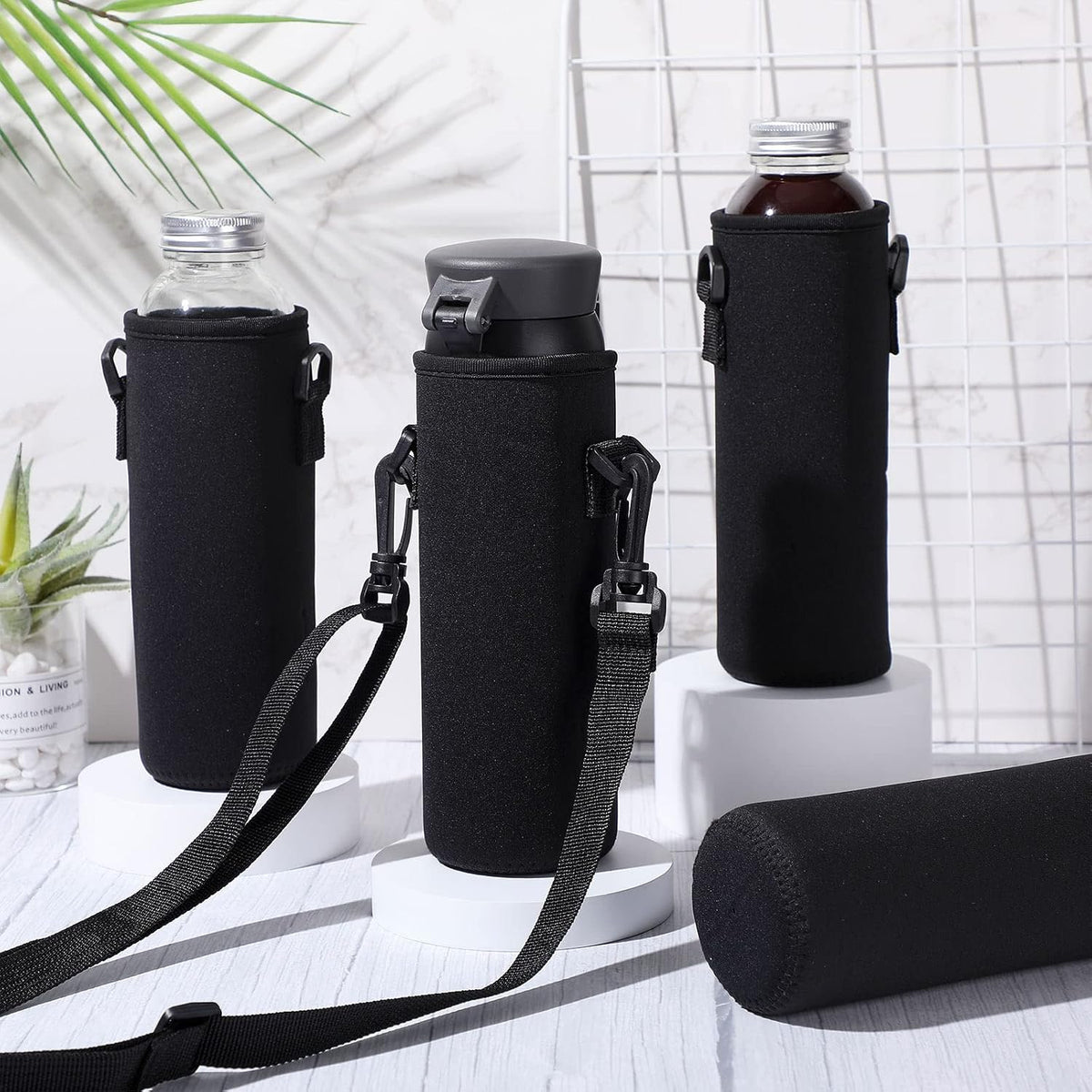 16 Pcs Neoprene Water Bottle Sleeve with Strap Holder