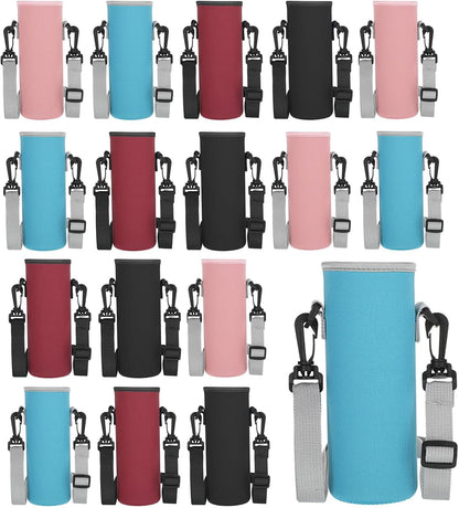 16 Pcs Neoprene Water Bottle Sleeve with Strap Holder