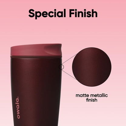 SmoothSip Slider Insulated Stainless Steel Coffee Tumbler, Reusable Iced Coffee Cup, Hot Coffee Travel Mug, BPA Free 20 oz, Grey/Blue (High Dive)