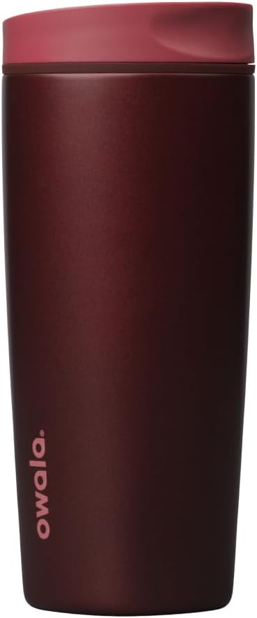 SmoothSip Slider Insulated Stainless Steel Coffee Tumbler, Reusable Iced Coffee Cup, Hot Coffee Travel Mug, BPA Free 20 oz, Grey/Blue (High Dive)