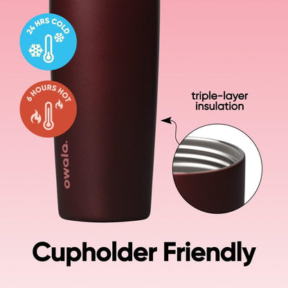 SmoothSip Slider Insulated Stainless Steel Coffee Tumbler, Reusable Iced Coffee Cup, Hot Coffee Travel Mug, BPA Free 20 oz, Grey/Blue (High Dive)