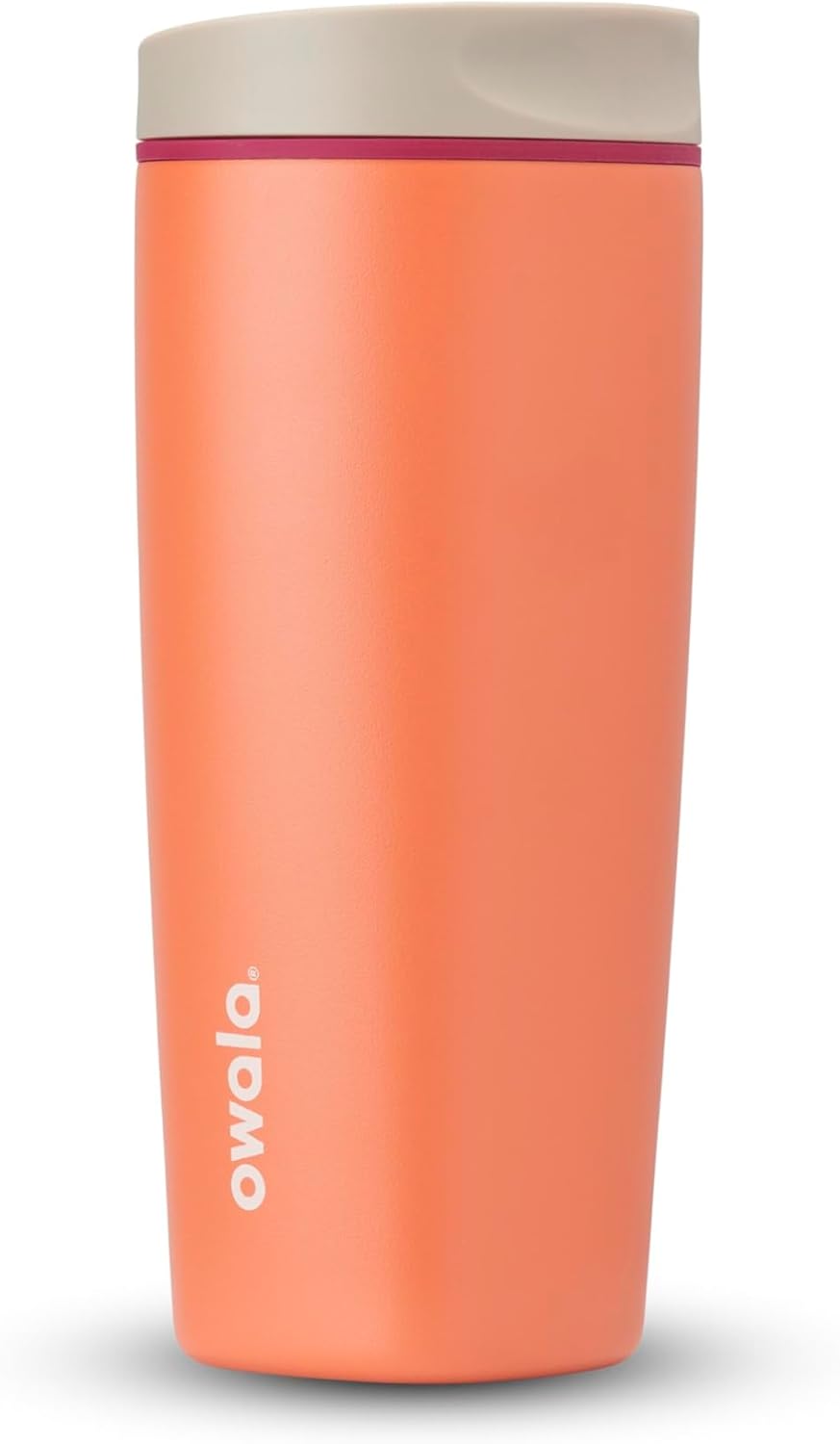 SmoothSip Slider Insulated Stainless Steel Coffee Tumbler, Reusable Iced Coffee Cup, Hot Coffee Travel Mug, BPA Free 20 oz, Grey/Blue (High Dive)