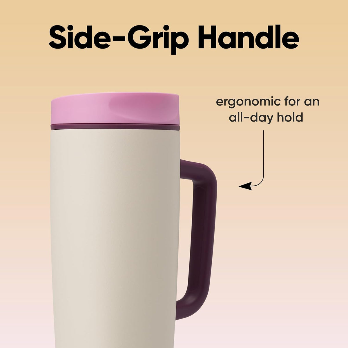 SmoothSip Slider Insulated Stainless Steel Coffee Tumbler, Reusable Iced Coffee Cup, Hot Coffee Travel Mug, BPA Free 20 oz, Grey/Blue (High Dive)