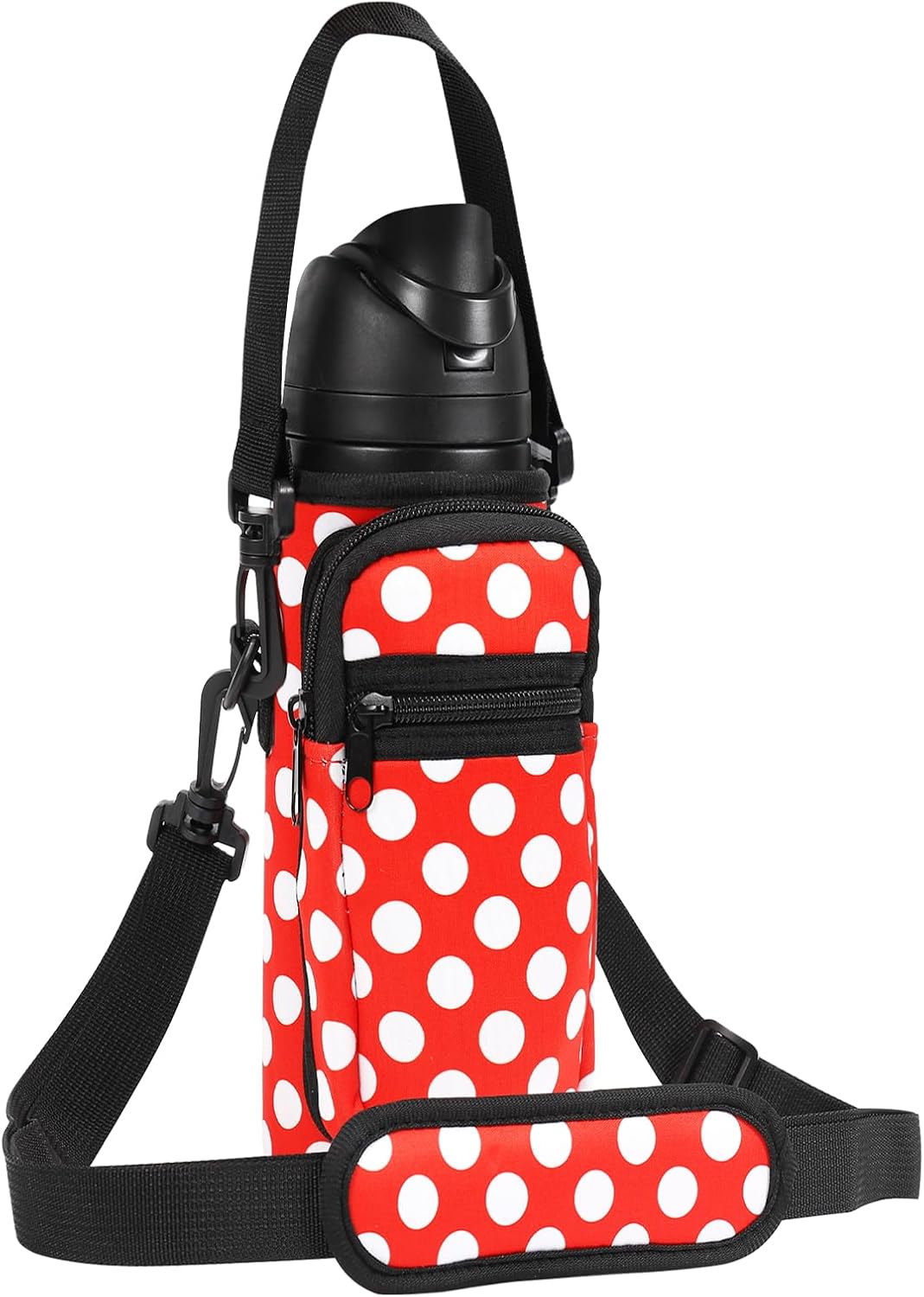 Neoprene Water Bottle Holder Bag with Cell Phone Pocket Compatible with Owala FreeSip 24 oz，Water Bottle Carrying Bag ，with Adjustable Shoulder Strap,for 24oz Stainless Steel Water Bottle