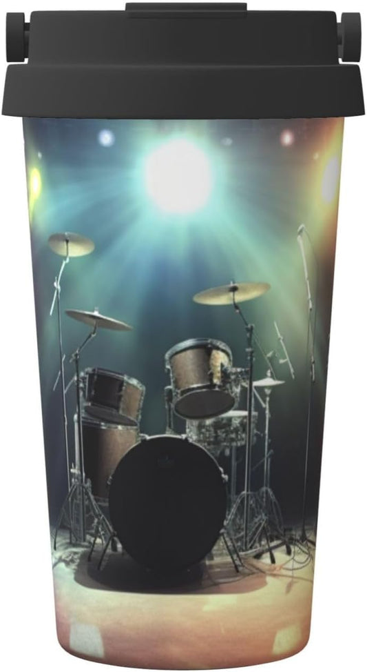 rock band stage Tumbler with Lid and Handle 500ML Stainless Steel Car Cup for Hot and Cold Drinks, Double Wall Insulated Travel Coffee Mug Reusable Drink Thermos Cups Birthday Gifts