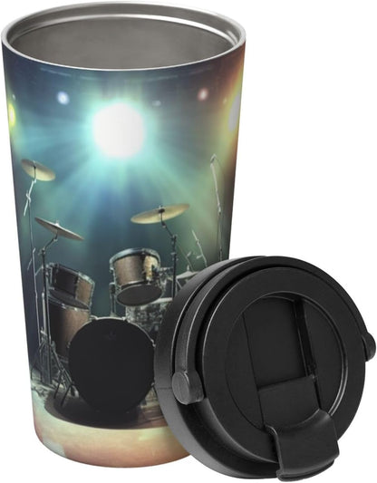 rock band stage Tumbler with Lid and Handle 500ML Stainless Steel Car Cup for Hot and Cold Drinks, Double Wall Insulated Travel Coffee Mug Reusable Drink Thermos Cups Birthday Gifts