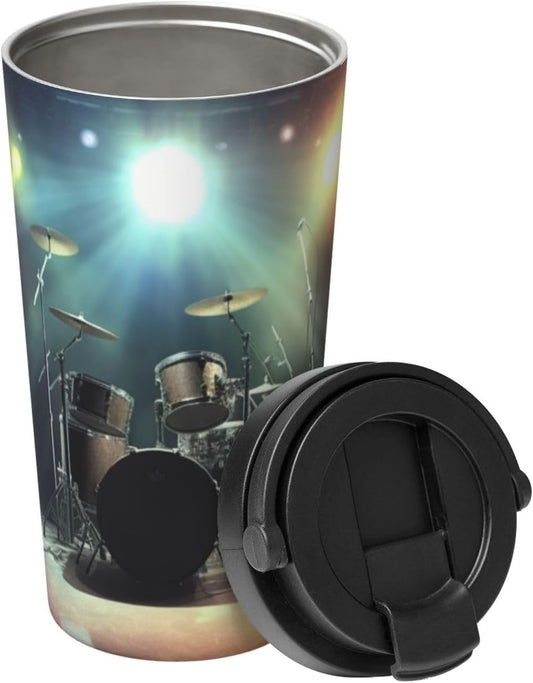 rock band stage Tumbler with Lid and Handle 500ML Stainless Steel Car Cup for Hot and Cold Drinks, Double Wall Insulated Travel Coffee Mug Reusable Drink Thermos Cups Birthday Gifts